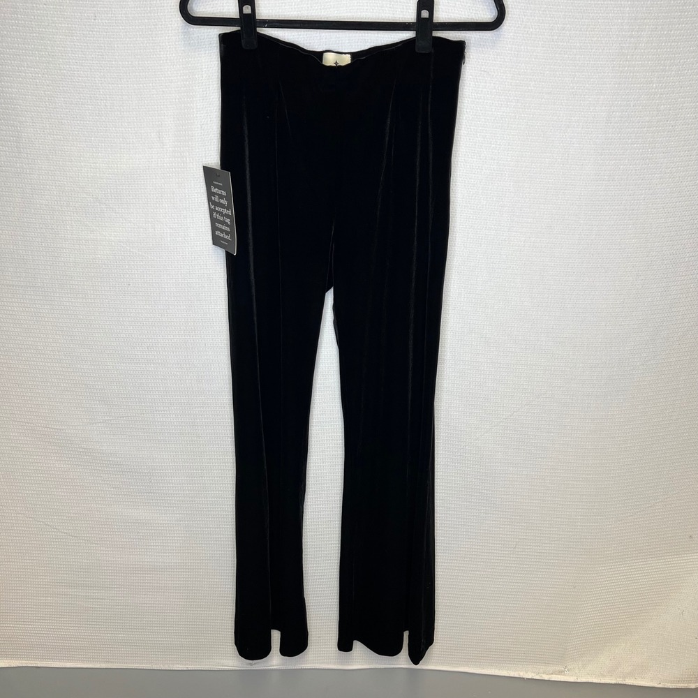 Tuckernuck Black‎ Velvet Flare Pants High Rise Zip B1716-BLACK Mens Medium NWT
